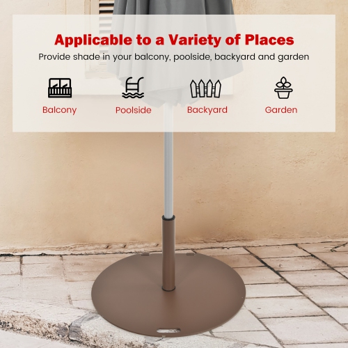 Costway 9ft Patio Umbrella Outdoor W/ 50 LBS Round Umbrella Stand W/ Wheels