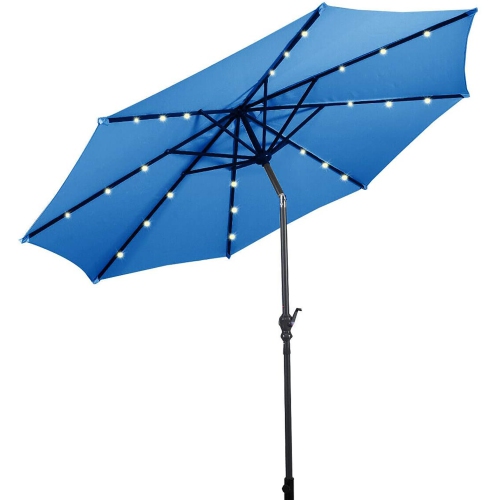 10ft Solar Lights Patio Umbrella Outdoor W/ 50 LBS Movable Umbrella Stand