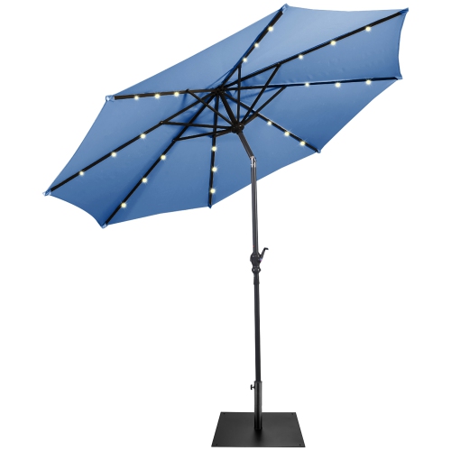 Costway 9ft Market Patio Umbrella w/Solar Lights & 40 LBS Steel Umbrella Stand