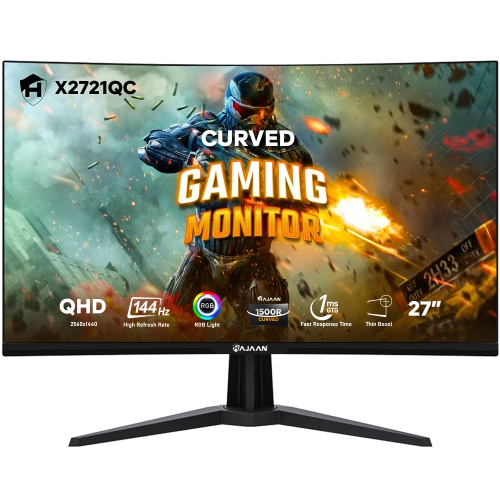 HAJAAN 27 Inch Curved QHD with RGB Lighting ~ 144Hz ~ 1ms Response Time - X2721QC - NEW