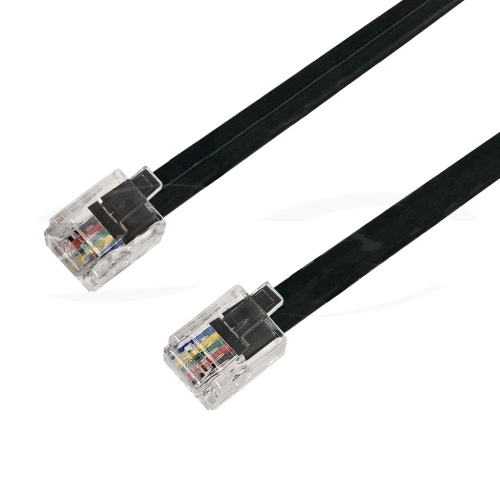 HYFAI RJ12 Modular Landline Telephone Data Cable Phone Cord Cross-Wired 6P6C - Black 26AWG 3 ft