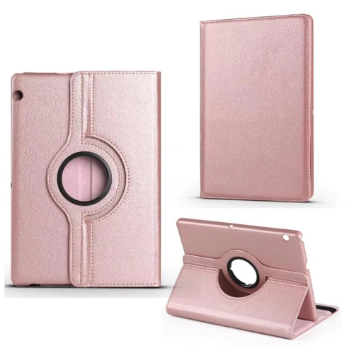 【CSmart】 360 Rotating PU Leather Stand Case Smart Cover for Huawei Mediapad T5 10 10.1", Rose Gold