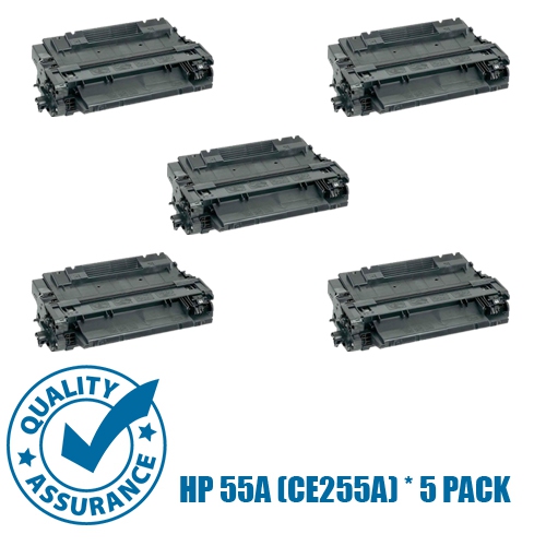 Printer Pro™ Compatible Replacement for 5 Pack HP 55A/hp55a/ce255a/55a Black Toner Cartridge for HP Printer LaserJet Enterprise MFP M525 P3015 M521