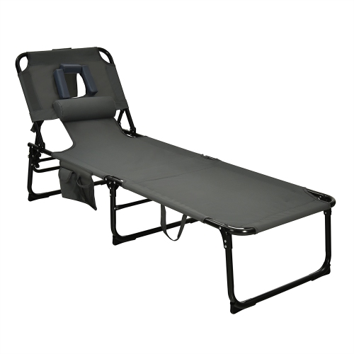 Costway Outdoor Beach Lounge Chair Folding Chaise Lounge with Pillow