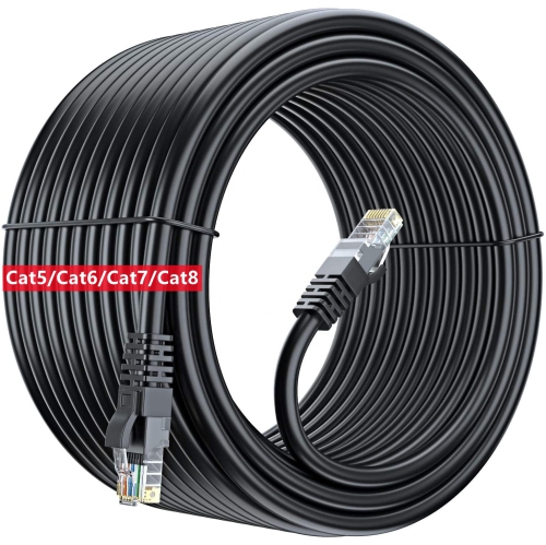 Câble Ethernet Cat 8 32,8 pi, cordon de raccordement SFTP haute vitesse 26AWG 40 Gbps 2000 MHz, câble RJ45 réseau LAN Cat8 haute vitesse robuste, mur