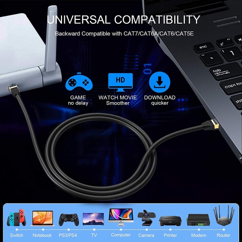 ISTAR Cat 8 Ethernet Cable 26AWG 40Gbps 2000Mhz SFTP Patch Cord Heavy Duty Weatherproof for Router Modem Gaming - 32.8 ft