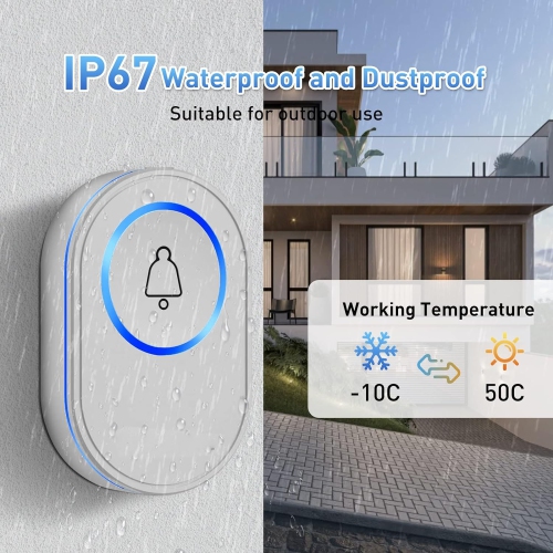 ISTAR Wireless Doorbell with 4 Remote Button and 433Mhz in Receiver, No Batteries Required for over 58 Chimes