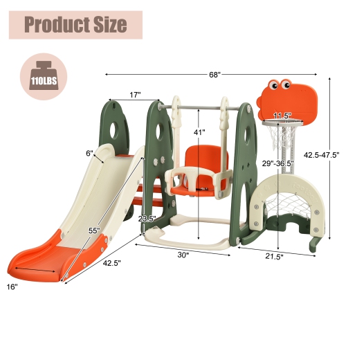 Costway 6 in 1 Toddler Slide and Swing Set Climber Playset w/ Ball Games
