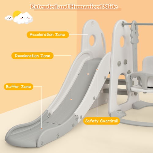 Costway 6 in 1 Toddler Slide and Swing Set Climber Playset w/ Ball Games