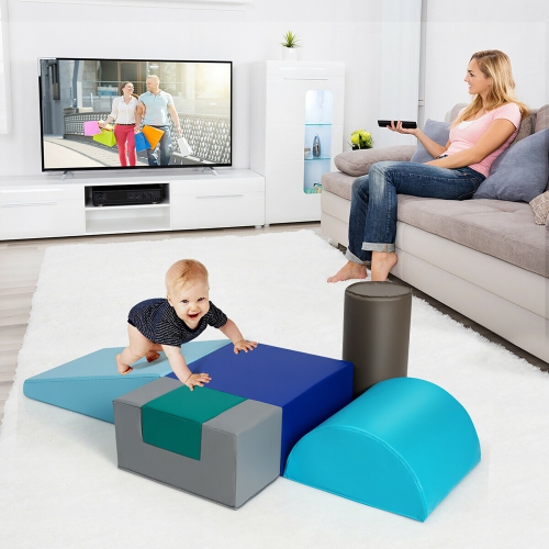 Costway 6 Piece Climb Crawl Play Set Indoor Kids Baby Toddler Soft Safe Foam Blocks Toys