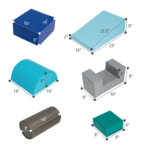 Costway 6 Piece Climb Crawl Play Set Indoor Kids Baby Toddler Soft Safe Foam Blocks Toys