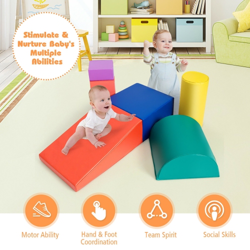 Costway 6 Piece Climb Crawl Play Set Indoor Kids Baby Toddler Soft Safe Foam Blocks Toys