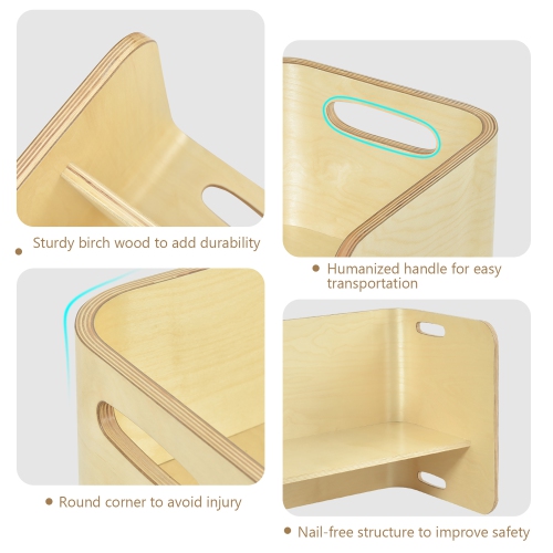 Costway 3 PCS Kids Wooden Table & Chair Set Children Multipurpose Homeschool Furniture Natural/Gray