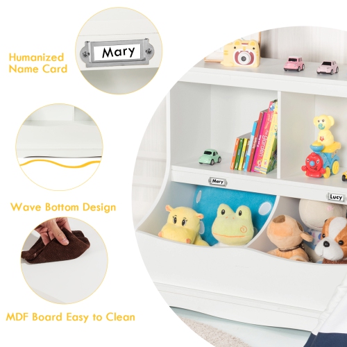 Costway Children's Multi-Functional Bookcase Toy Storage Bin Kids Floor Cabinet