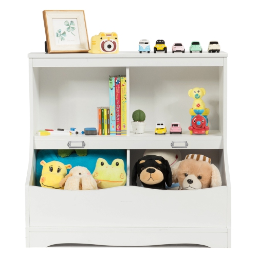 Costway Children's Multi-Functional Bookcase Toy Storage Bin Kids Floor Cabinet