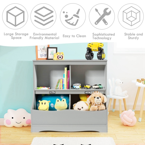 Costway Children's Multi-Functional Bookcase Toy Storage Bin Kids Floor Cabinet