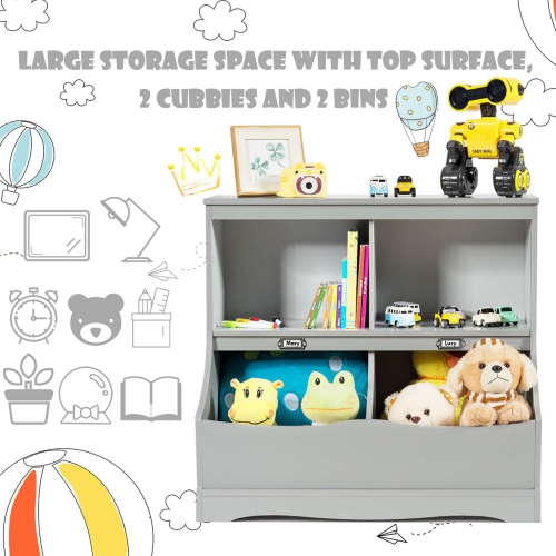 Costway Children's Multi-Functional Bookcase Toy Storage Bin Kids Floor Cabinet