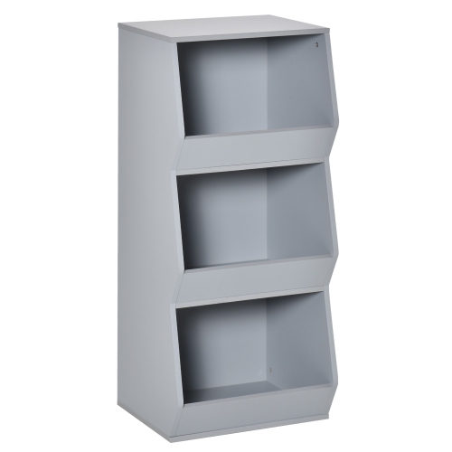 Homcom Kids Storage Cabinet 3 Shelves, Grey Child Bookcase