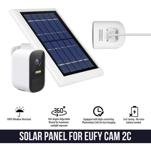 Wasserstein Solar Panel with 13ft Cable Compatible with Eufy Cam 2C and 2C Pro - Power Your Eufy Surveillance Camera Continuously