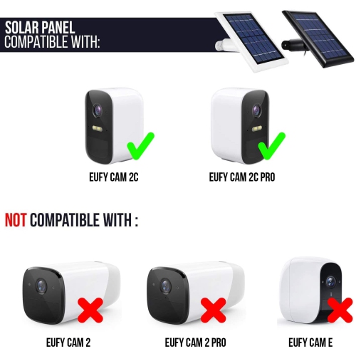 Wasserstein Solar Panel with 13ft Cable Compatible with Eufy Cam 2C and 2C Pro - Power Your Eufy Surveillance Camera Continuously