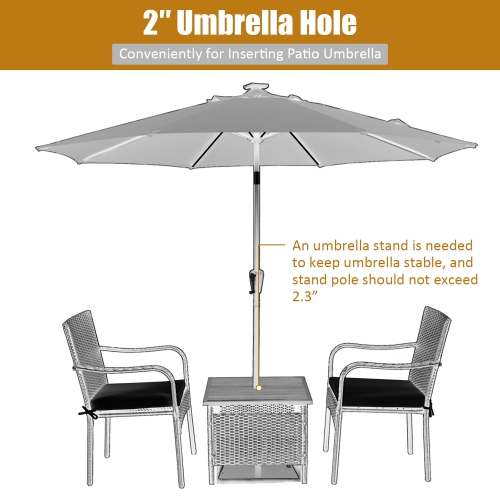 Costway 3PCS Patio Rattan Furniture Bistro Set Wood Side Table Stackable Chair