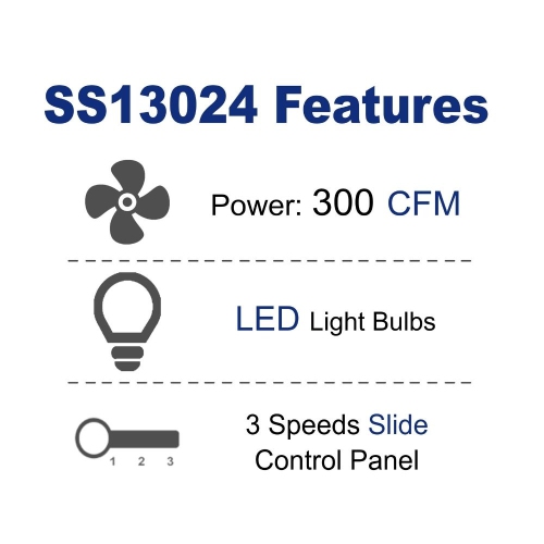 Cyclone 24" 300 CFM LED lights Insert Range Hood - Stainless Steel