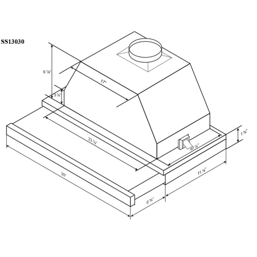 Cyclone 30" 300 CFM LED lights Insert Range Hood - Stainless Steel