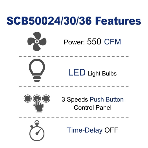 Cyclone 36" 550 CFM LED lights Pyramid Wall Mount Range Hood - Stainless Steel