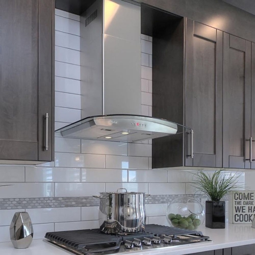 Cyclone 30" 550 CFM LED lights Curved Glass Wall Mount Range Hood - Stainless Steel