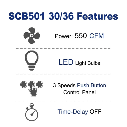 Cyclone 30" 550 CFM LED lights Curved Glass Wall Mount Range Hood - Stainless Steel