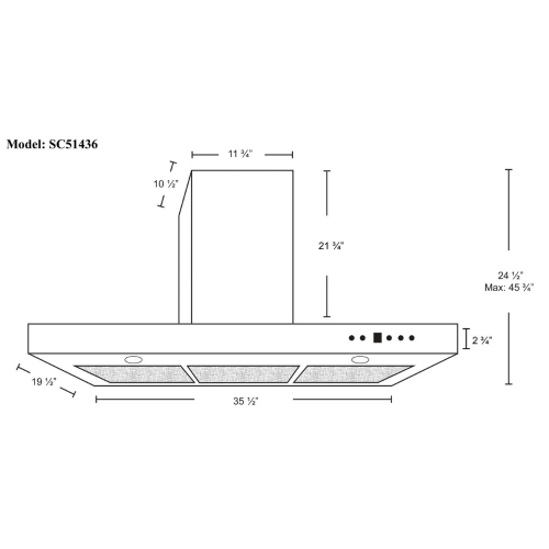 Cyclone 36" 550 CFM LED lights T-shape Wall Mount Range Hood - Stainless Steel