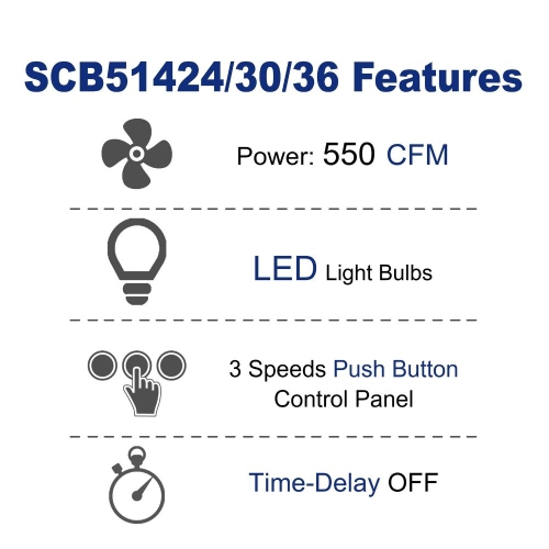 Cyclone 30" 550 CFM LED lights T-shape Wall Mount Range Hood - Stainless Steel