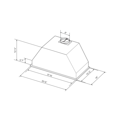 Cyclone 34" 600 CFM LED lights Insert Range Hood - Stainless Steel