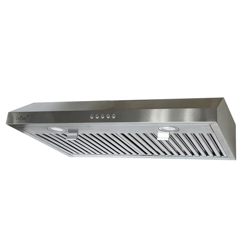 Crown 30" Stainless Steel Under Cabinet Range Hood - 500 CFM Powerful Ventilation for Efficient Cooking - Easy to Install, White Lighting & Quiet