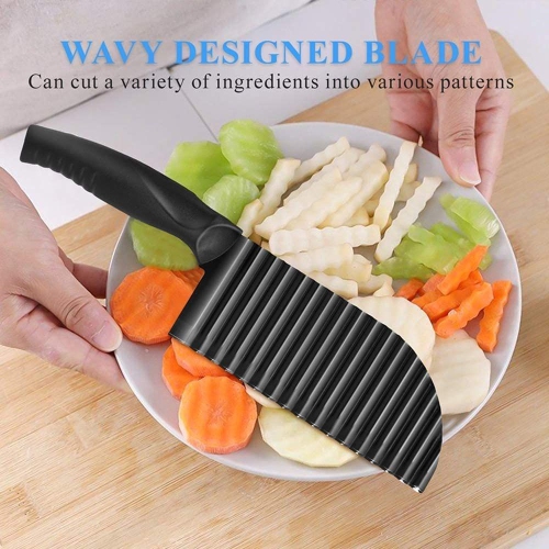 ISTAR Crinkle Cutter Garnishing Knife, French Fry Potato Cutter Stainless Steel Zig Zag Gadget Waves Chopper Knife ,Home Kitchen Vegetable Chip Blade