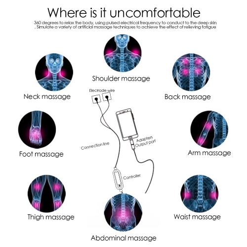 ISTAR Portable Mini Tens Massager Pulse Body Massager Mobile Phone Control EMS Muscle Stimulator Electric Acupuncture Therapy Machine