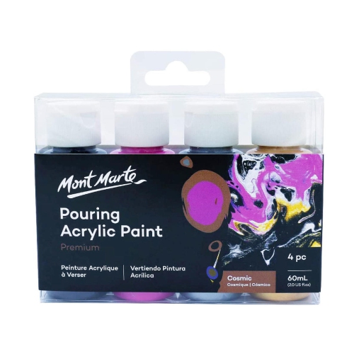 Fluid Acrylic Pouring Paint, 60ml/Tube, Set of 4 Colors - Cosmic