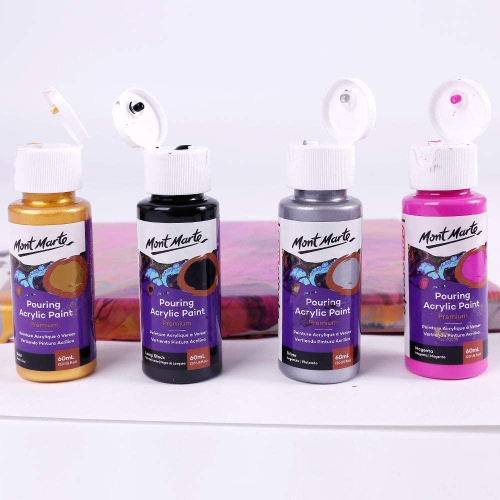 Fluid Acrylic Pouring Paint, 60ml/Tube, Set of 4 Colors - Cosmic