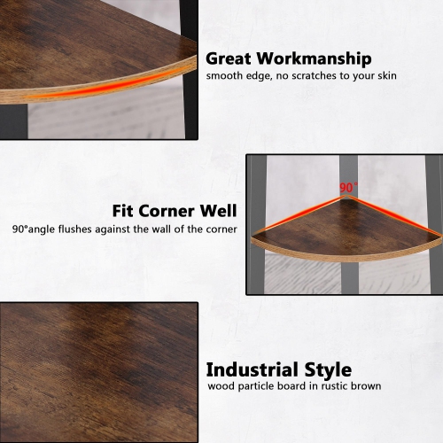 49.5-Inch High 4-Tier Antique Wood Corner Ladder Shelf, Bookcase Storage Rack Shelves with Steel Frame Display Stand Organizer