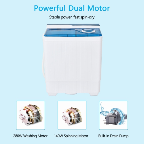 Gymax Portable Semi-automatic Washing Machine 26 lbs Twin Tub Laundry Washer Blue