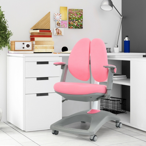 Fauteuil de bureau pour enfants Gymax, profondeur réglable, roulettes pour position assise