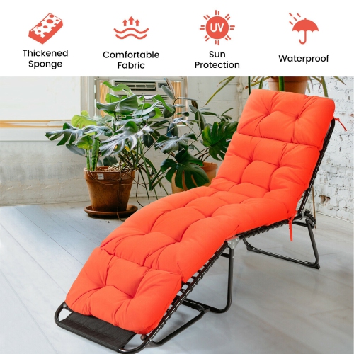 Gymax 73-inch Chaise Lounge Cushion Thickened Recliner Cushion w/ 4 String Ties