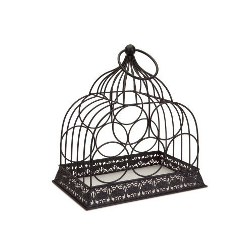 MELROSE  15" Rustic Metal Birdcage 5-Bottle Decorative Wine Rack Holder