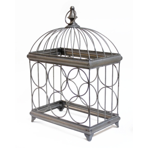 19" Rustic Metal Birdcage Wine 6-Bottle Holder Storage Rack