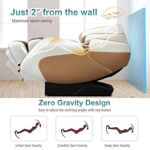 Fauteuil de massage tout le corps de Costway Fauteuil de massage Shiatsu Zero Gravity avec commande vocale intelligente SL Track pour la maison et le