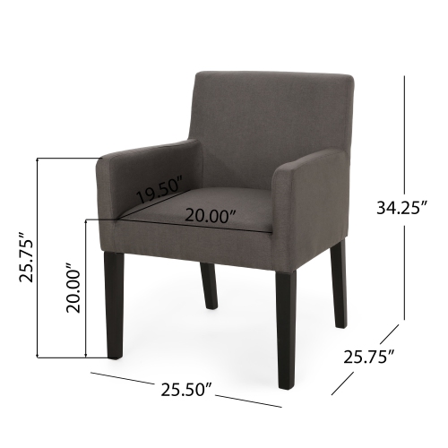 McClure Contemporary Upholstered Armchair, Dark Gray and Espresso