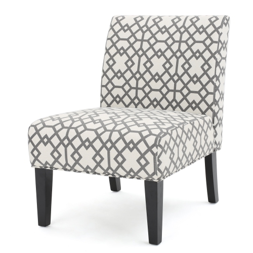 Kassi Grey Geometric Patterned Fabric Accent Chair