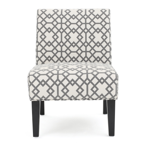 Kassi Grey Geometric Patterned Fabric Accent Chair