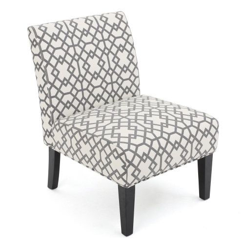 Kassi Grey Geometric Patterned Fabric Accent Chair
