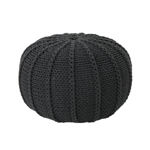 Corisande Knitted Cotton Pouf, Dark Grey